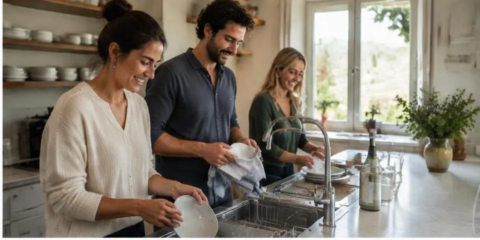 Mensen bereiden samen eten in de keuken