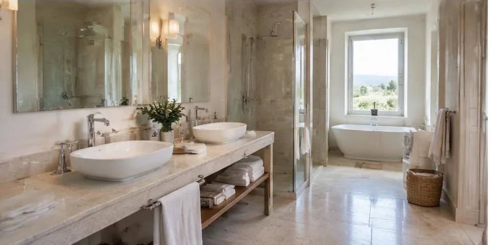 Badkamer met twee wastafels
