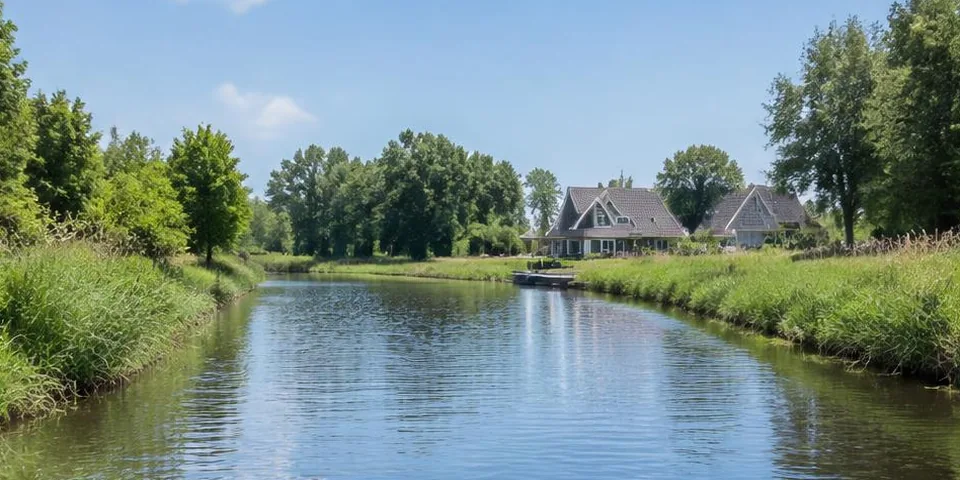 Rivier met bomen langs de oever