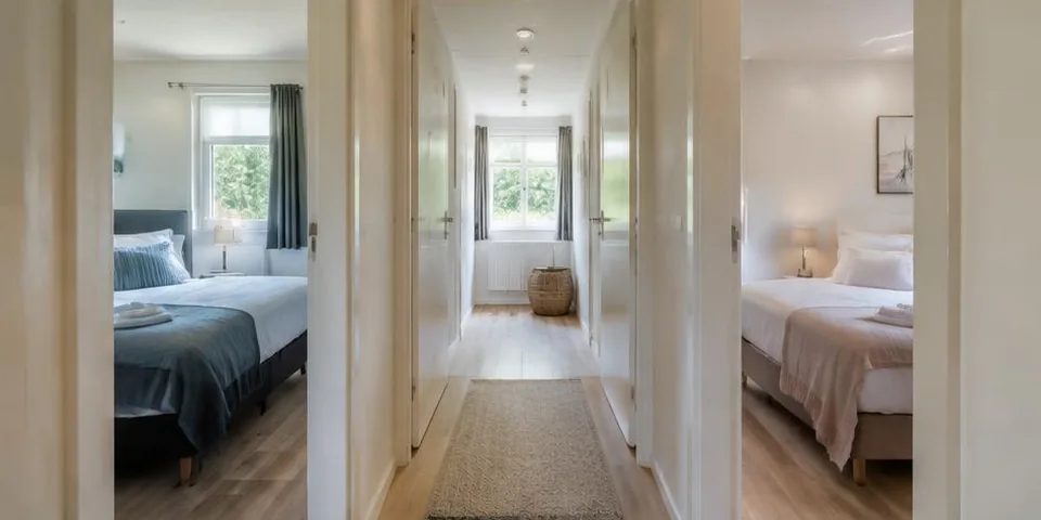 Slaapkamer naast een badkamer