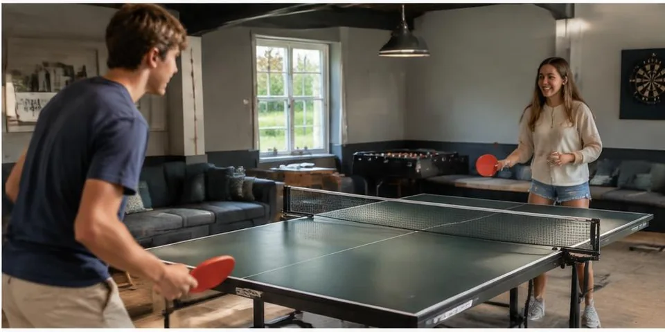 Jongeren spelen een spel aan tafel
