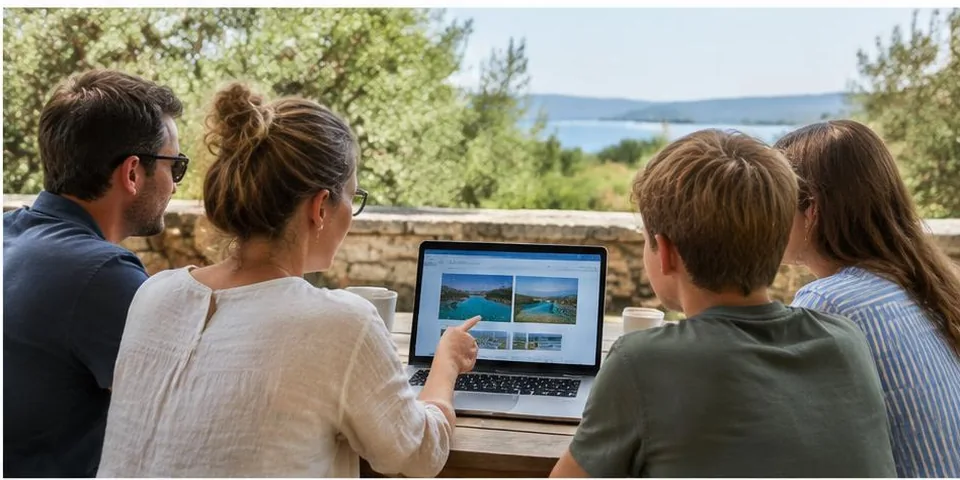 Twee mensen kijken samen naar een laptop