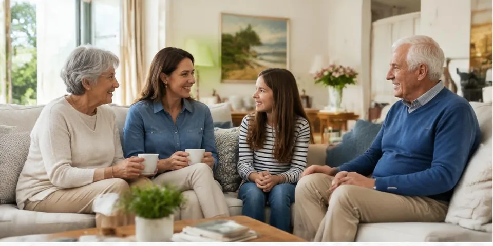 Familie aan een eettafel