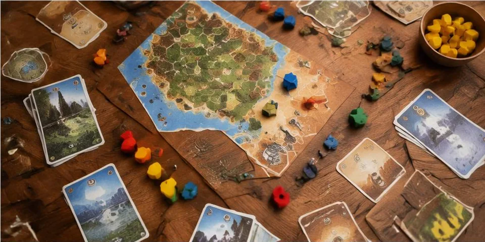 Bordspel met speelstukken op tafel