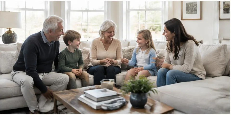 Groep in een woonkamer