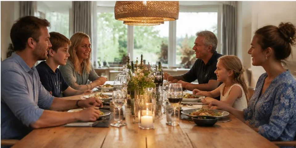 Mensen aan een eettafel