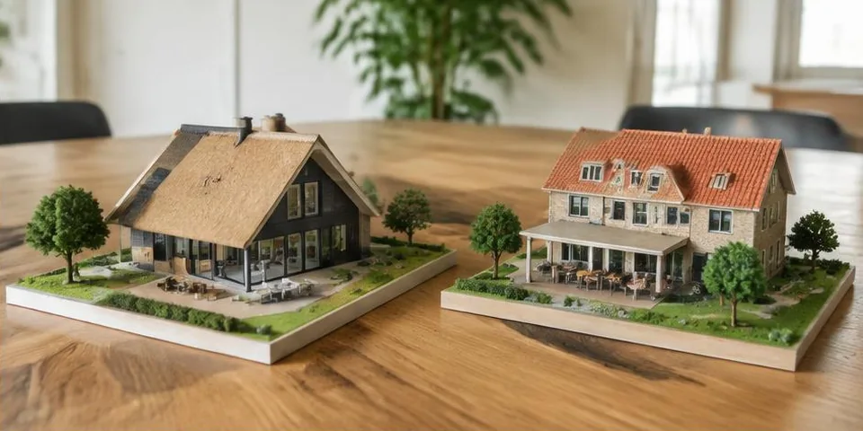 Mensen vergelijken plattegronden aan tafel