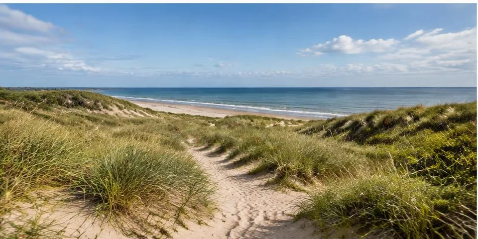 Duinen met zee op de achtergrond